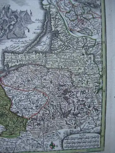 Westpreußen Ostpreußen Polen altkolor Kupferstichkarte Seilbereisen Seutter 1745