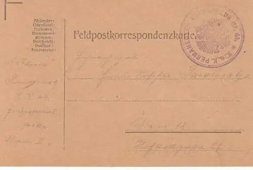 Ak Zestryki Galizien Bleistiftzeichng 1. WK Feldpost 1916 Regiment Stempel