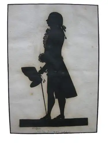 Silhouette eines barocken Herrn Orig. Tuschzeichnung sign P. J. Seiff 1790