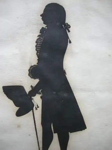 Silhouette eines barocken Herrn Orig. Tuschzeichnung sign P. J. Seiff 1790