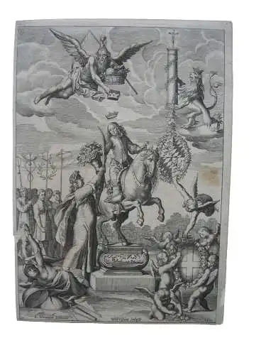 Wolf Kilian (1581-1662) Allegorie auf Einheit Bayern und Pfalz  Kupferstich 1651