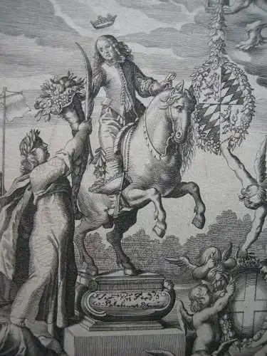 Wolf Kilian (1581-1662) Allegorie auf Einheit Bayern und Pfalz  Kupferstich 1651