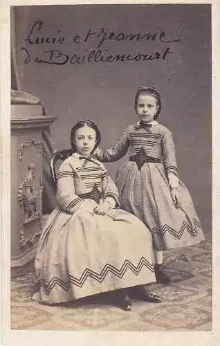 CDV Lucie et Jeanne de Bailliencourt Noble francais Atelier-Fotographie Kinder