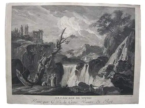 G.-S. de Flumet (VIII) Tivoli Cascada Roma Orig Kupferstich 1780 Italia Roma