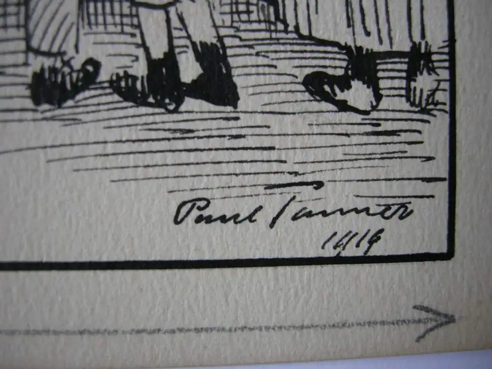 Paul Tanner (1882-1934) Auf dem Jahrmarkt Tuschzeichnung 1914 signiert 3