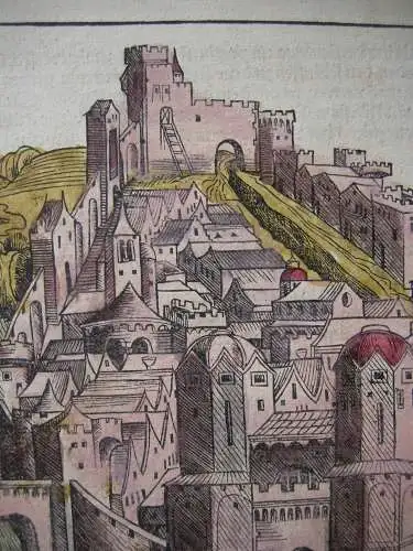 Vue de Marseille France kolorierter Holzschnitt 1493 Schedel Weltchronik Inkunab