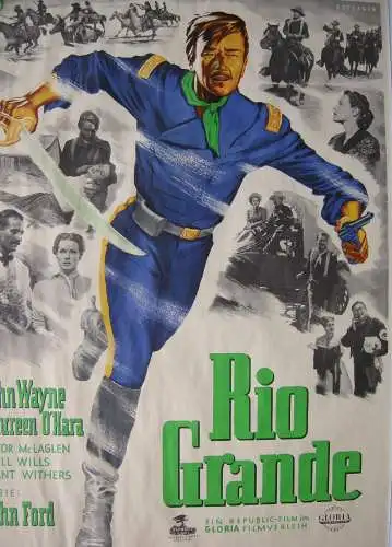 Filmplakat Rio Grande John Wayne Deutschland 1951 Western 84 x 69 cm John Ford