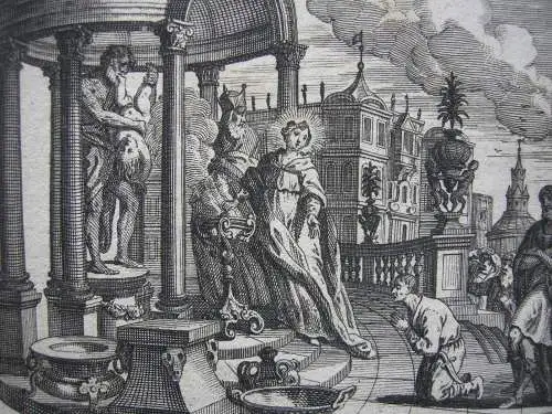 Gebrüder Klauber Heilige Cyrilla Cyprilla von Cyrene Märyrerin Kupferstich 1750