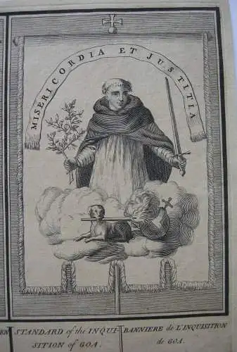 Standarte Inquisition Spanien Goa Häretiker angeklagte Nonne Radierung 1722