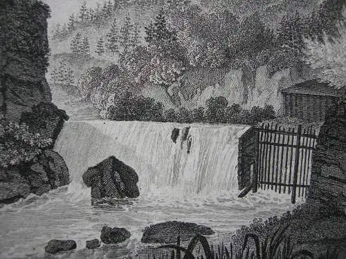 Wasserfall Wildau Innsbruck Tirol Österreich Orig Radierung 1800 M. G. Eichler