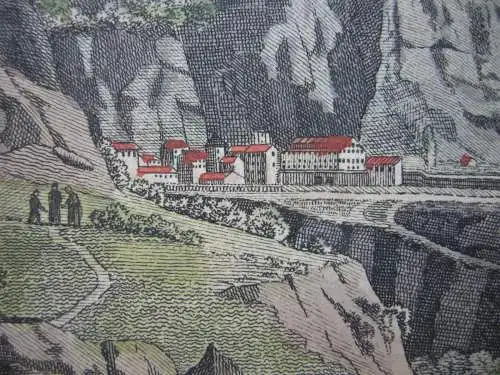 Monasterio Santa Maria de Montserrat Barcelona Orig Lithographie Pfitzer Espana