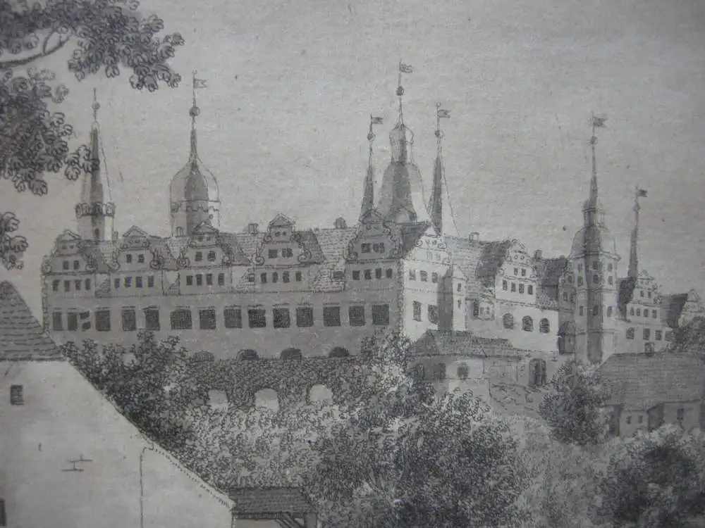 Schloß zu Merseburg Lavierte Umrissradierung Carl B. Schwarz 1786 Sachsen-Anhalt 2