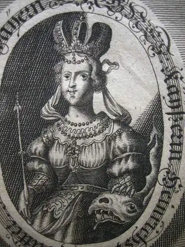 Agnes von Poitou (um 1025-1077) Herzogin Bayern  Kaiserin Emblem Kupferst 1750