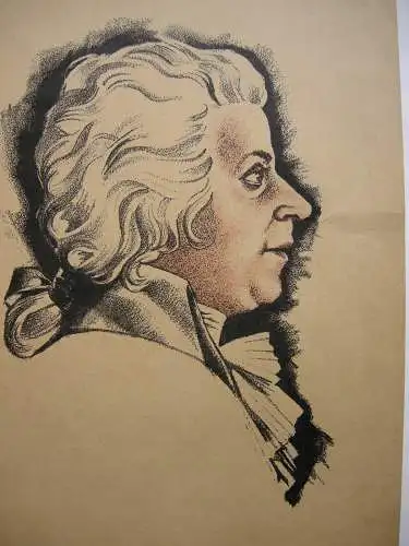 Portrait Wolfgang Amadeus Mozart Farblithographie 1950 anonymer Künstler