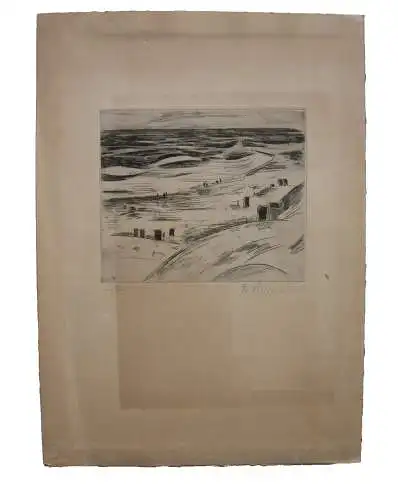 Heinrich Stegemann (1888-1945) Insel Sylt Strandszene Radierung signiert 1930