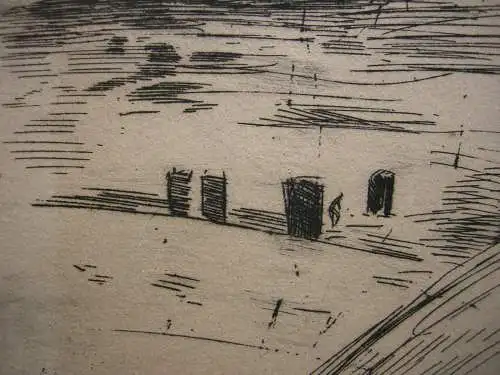 Heinrich Stegemann (1888-1945) Insel Sylt Strandszene Radierung signiert 1930