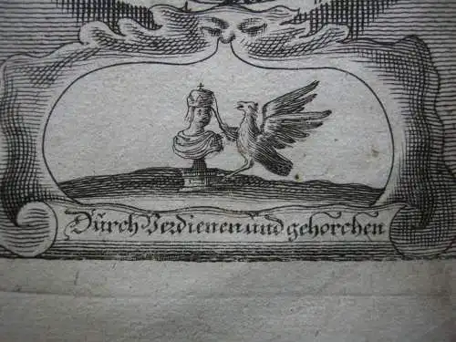 Otho I. (+982) 29. Herzog von Bayern Portrait mit Emblem Kupferstich 1750