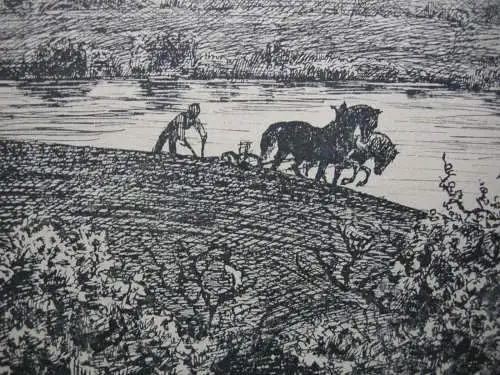 Hans Thoma (1839-1924) Frühling am Main Franken Lithographie 1901 signiert