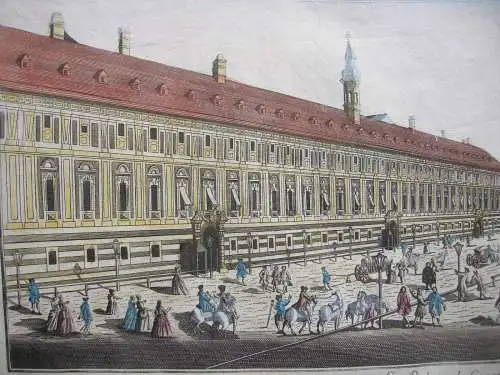 Wien Kaiserpalais Theresianische Akademie kol Kupferstich 1780 Guckkastenblatt