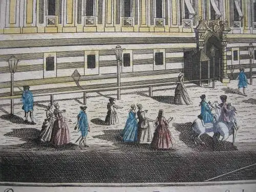 Wien Kaiserpalais Theresianische Akademie kol Kupferstich 1780 Guckkastenblatt