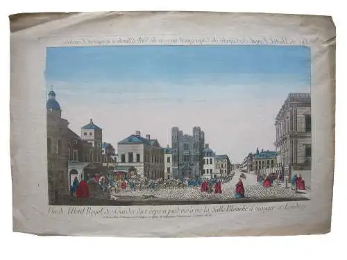 London Hotel Royal des Gardes Salle Blance  1780 Guckkastenblatt vue d'optique