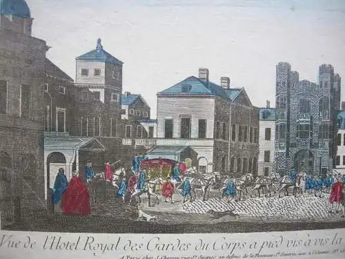 London Hotel Royal des Gardes Salle Blance  1780 Guckkastenblatt vue d'optique