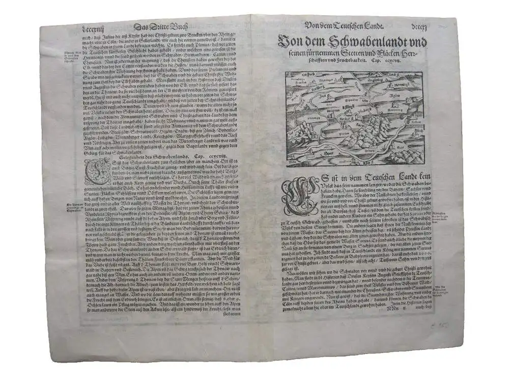 Bayerisch Schwaben Nördlingen altkolorierter Holzschnitt Seb. Münster 1580 5