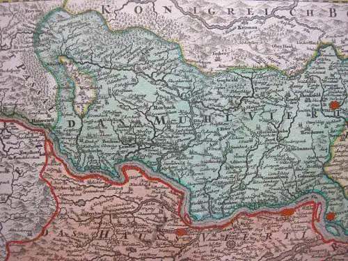 Oberösterreich Mühlviertel Traunviertel altkol Kupferstichkarte B. Homann 1720