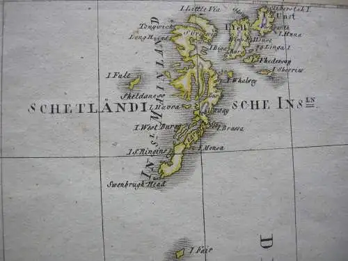 Schottland Grafschaften Hebriden Orkneys altkolorierte Kupferstichkarte 1806