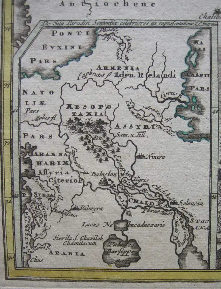 Antike Mesopotamien Assyrien Babylonien altkolor Kupferstichkarte Weigel 1730 4