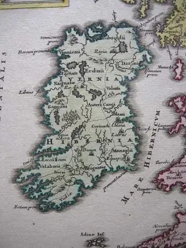 Antike England Schottland Irland Orkneys altkolor Kupferstichkarte Weigel 1730