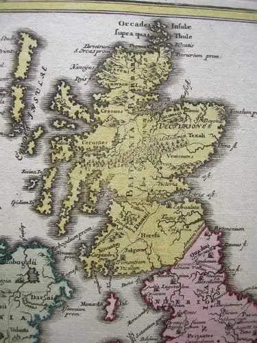 Antike England Schottland Irland Orkneys altkolor Kupferstichkarte Weigel 1730