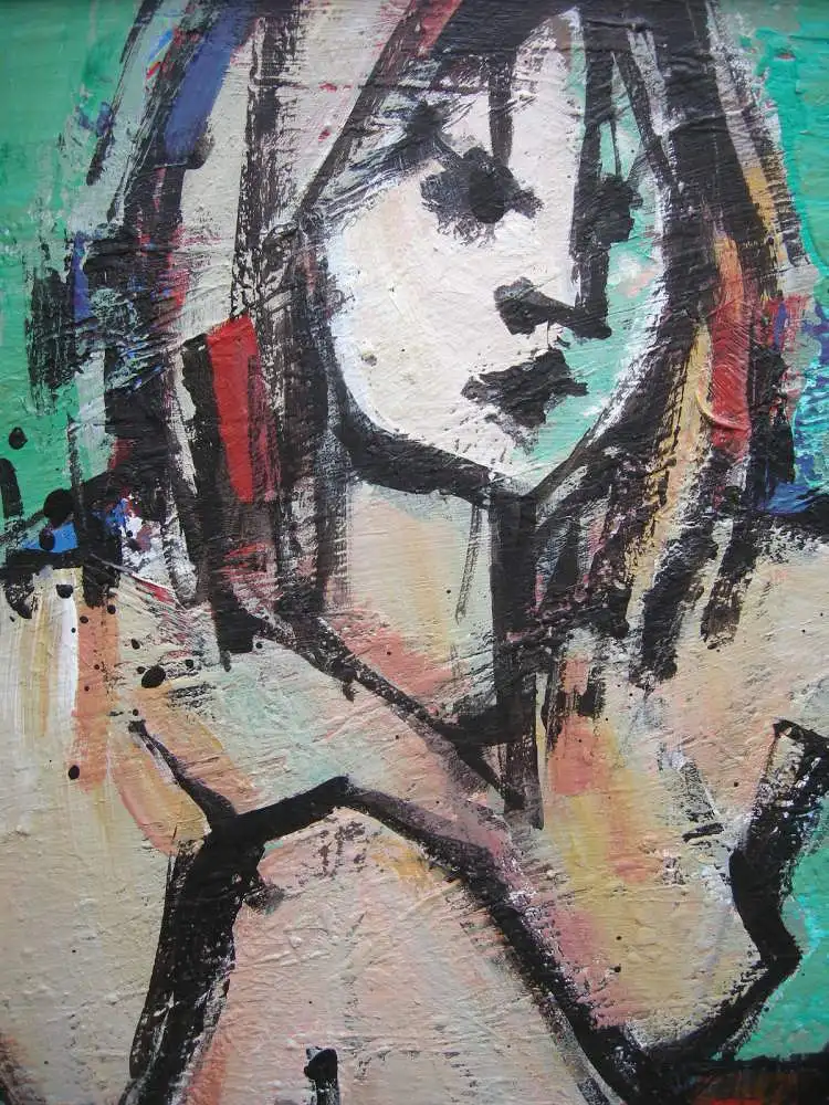 Hans Prähofer (1920-2005) Weiblicher sitzender Akt Acryl Leinen 2000 signiert 2