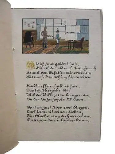 Wenig aber von Herzen Sohn an Vater Manuskript Aquarelle Kalligraphie 1914 Unik