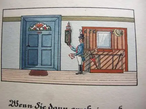 Wenig aber von Herzen Sohn an Vater Manuskript Aquarelle Kalligraphie 1914 Unik