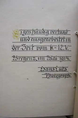 Wenig aber von Herzen Sohn an Vater Manuskript Aquarelle Kalligraphie 1914 Unik