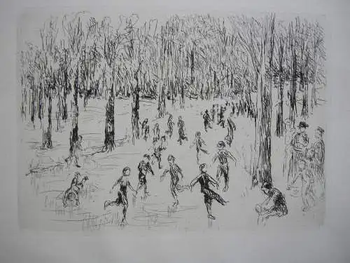 Max Liebermann (1847-1935) Schlittschuhläufer Radierung 1923 Impressionismus