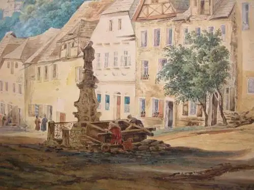 Kraupen Krupka Bonosudov Aquarell 1873 Cesky Tschechien Böhmen J. Simböck sign