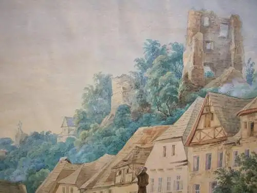 Kraupen Krupka Bonosudov Aquarell 1873 Cesky Tschechien Böhmen J. Simböck sign