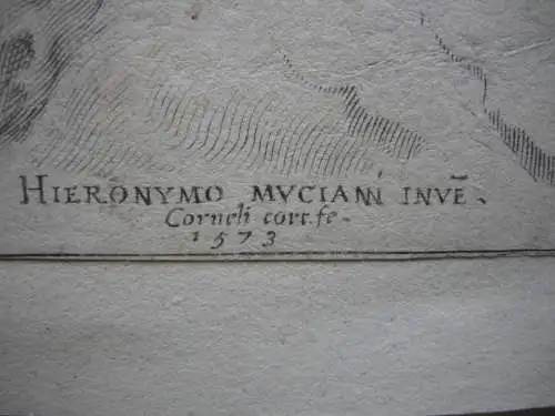 Cornelius Cort (1533-1578) Erscheinung des Hl. Hubertus Radierung 1573