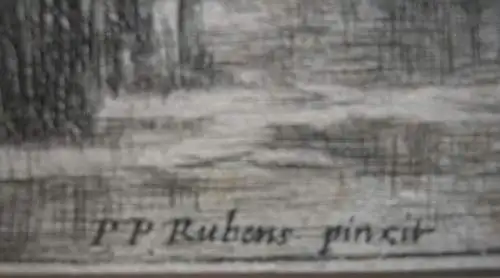 Lucas VAN UDEN (1595-1672) Dorf am Kanal Radierung nach Rubens 1640