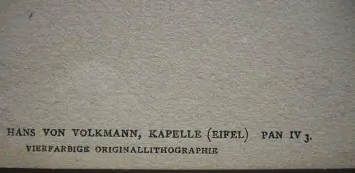 Hans R. v Volkmann (1860-1927) Kapelle in der Eifel Lithographie 1898 Jugendstil