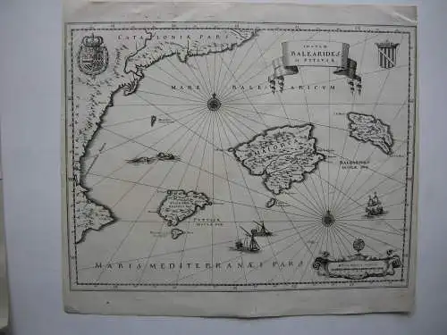 Espana Spanien Baleares Mallorca Menorca Ibiza Orig. Kupferstich Bleau 1640