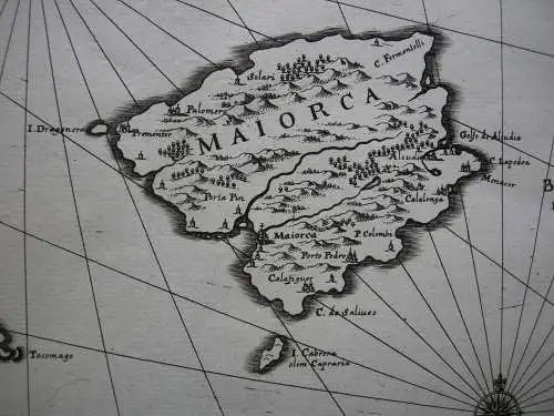 Espana Spanien Baleares Mallorca Menorca Ibiza Orig. Kupferstich Bleau 1640