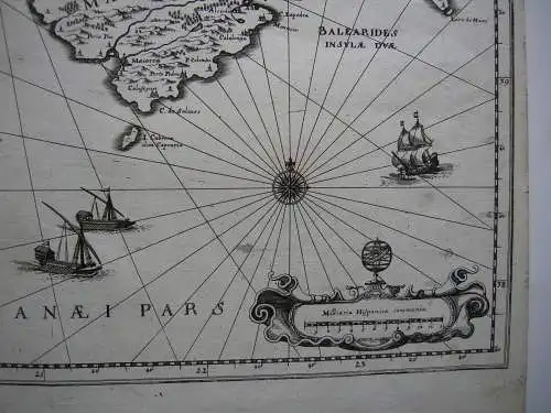 Espana Spanien Baleares Mallorca Menorca Ibiza Orig. Kupferstich Bleau 1640