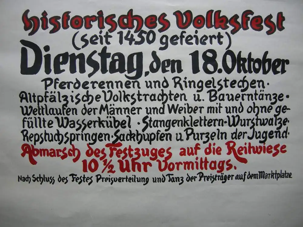 Plakat  Purzelmarkt Billigheim Landau Orig Lithografie Strieffler 1910 Volksfest 3
