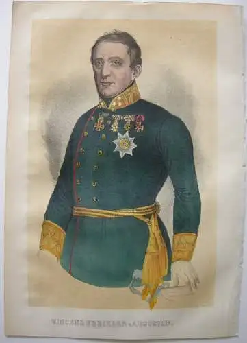 Vincenz v Augusti  (1780-1859) Österr Feldzeugmeister Farblithografie 1855