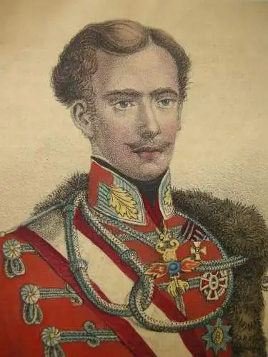 Franz Joseph I.  (1830-1916) Kaiser von Österreich Farblithografie 1855