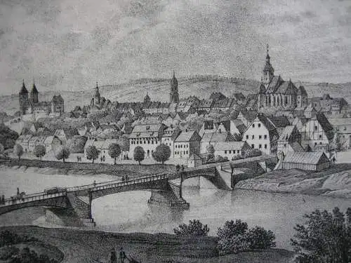 Rochlitz Sachsen Lithographie 1842