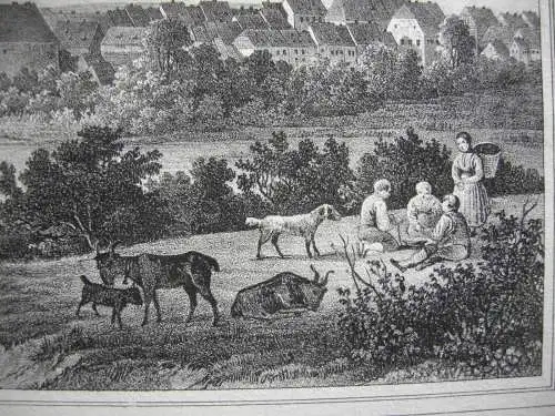 Geithain Leipzig Sachsen Lithographie 1842 C. W. Arldt